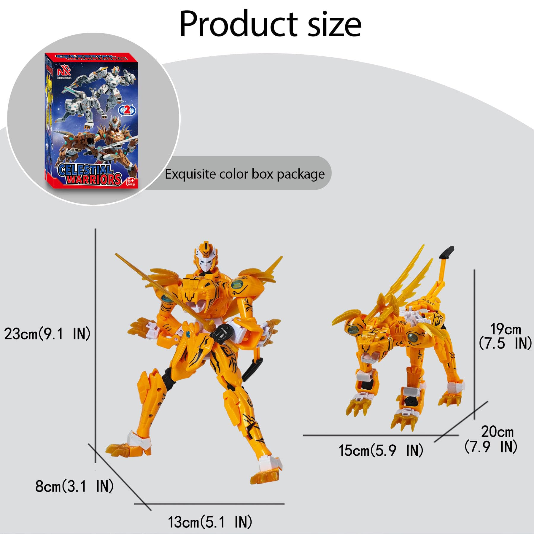 Buy GAGINAN Manchurian Tiger Warrior Turns Into Robot Toy, 23 cm